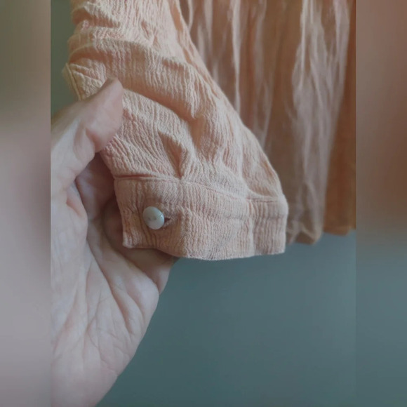 Free People Snap Out Of It Coral Tunic Top Gauzy Cotton Beach Medium - Picture 8 of 8